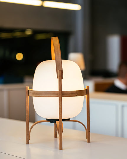 Portable Lantern Glass Table Lamp