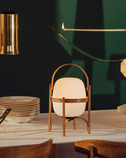 Portable Lantern Glass Table Lamp
